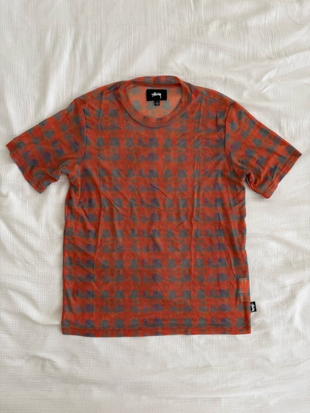Stussy Orange Mesh Short Sleeve Tee